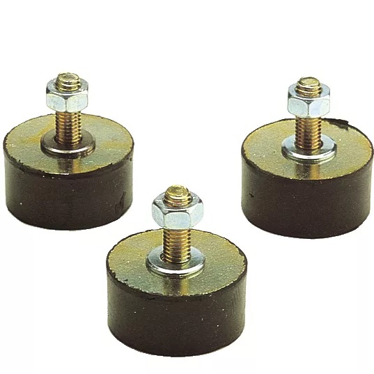 Gummischwingelemente 100 mm, einseitig Einseitige Gummischwingelemente mit 100 mm Durchmesser zur Vibrationsdämpfung von Maschinen und Anlagen.