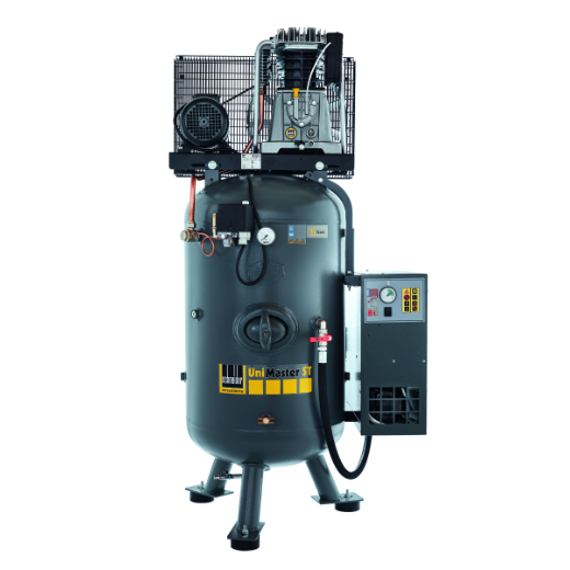 Leistungsstarker Kolbenkompressor für Dauerbetrieb Kompressor UNM STS 580-15-500 XDK mit großem 500-Liter-Behälter, zwei Zylindern und robustem Riemenantrieb für zuverlässige Drucklufterzeugung im professionellen Einsatz.