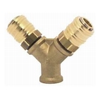 Zweierverteiler R 3/8"i – Komplettset für Druckluft- und Rohrsysteme Kompletter Zweierverteiler R 3/8"i aus Metall, ermöglicht die Aufteilung von Luft- oder Flüssigkeitsströmen auf zwei Anschlüsse in Rohr- und Schlauchleitungen.