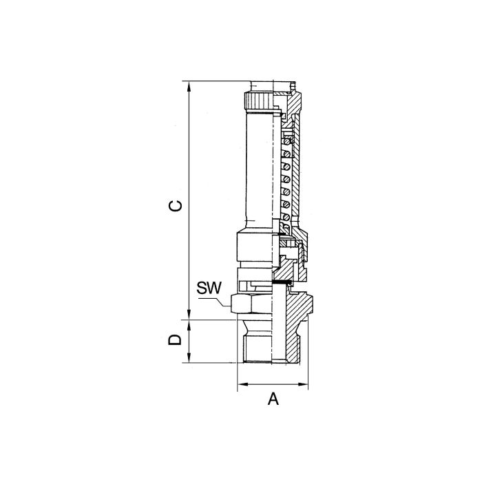 Sicherheitsventil DN 10 aus Messing, 16 bar Sicherheitsventil DN 10 aus Messing mit G 1/2 Anschluss, 16 bar Arbeitsdruck, zum Schutz von Drucksystemen vor Überdruck und zur sicheren Druckentlastung.