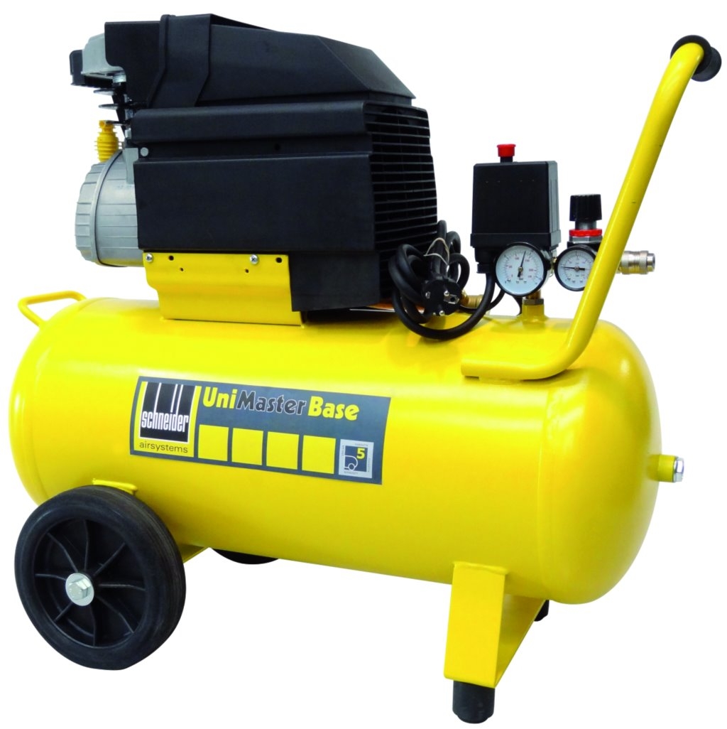 Kompakter Werkstattkompressor UNM 150-8-25 W Base Kompressor UNM 150-8-25 W Base mit 8 bar Arbeitsdruck und 25-Liter-Tank, ideal für Druckluftanwendungen in Werkstatt, Garage und Heimgebrauch.