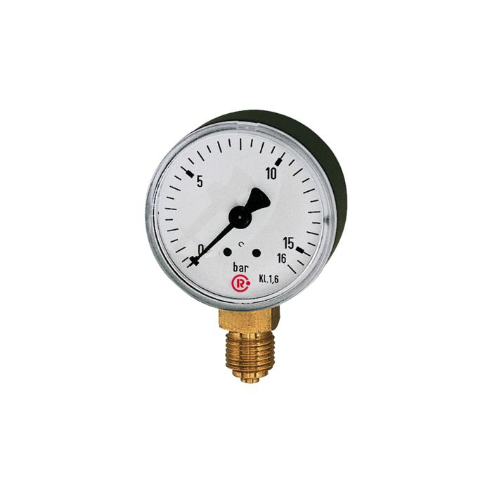 Manometer R 1/4" senkrecht 0–2,5 bar – Druckmessgerät für Rohrsysteme Senkrechtes Manometer R 1/4" zur präzisen Messung von Druck bis 2,5 bar in Rohr- und Schlauchsystemen, geeignet für Druckluft- und Flüssigkeitsanwendungen.