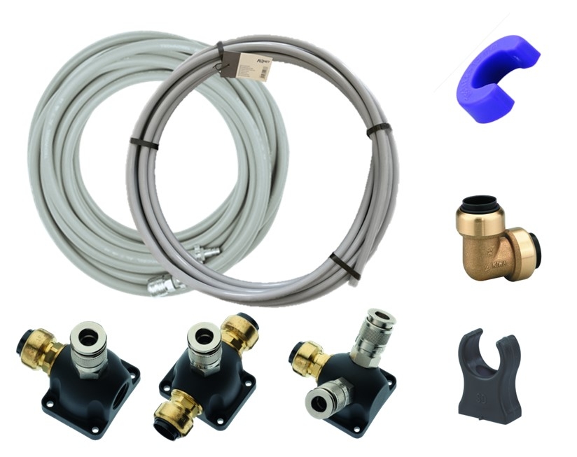 AirNet Beginner-Set 15 mm – Einsteiger-Druckluftsystem AirNet Beginner-Set mit 15 mm Leitungen und Zubehör für den einfachen Aufbau eines kompakten Druckluftsystems, ideal für Werkstatt und Heimgebrauch.
