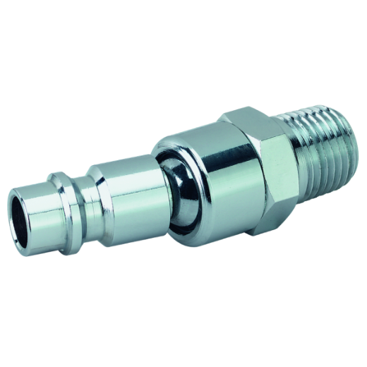 Drehbarer Stecknippel R 1/4" für flexible Druckluftverbindungen Stecknippel R 1/4" mit Drehfunktion, ermöglicht einfaches und flexibles Verbinden von Schläuchen in Druckluftsystemen.