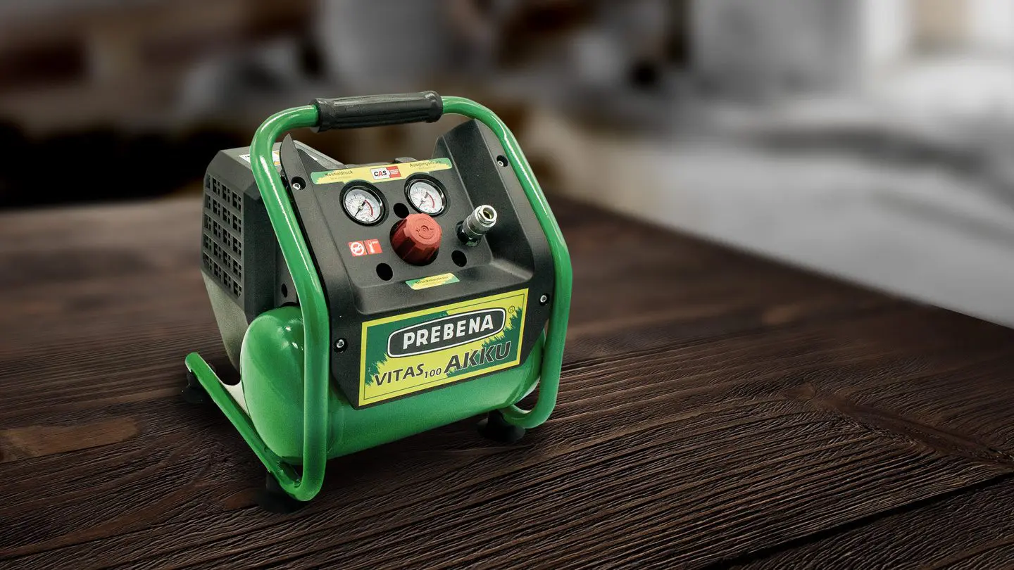 VITAS100-AKKU Kompressor – kabelloser Druckluftkompressor VITAS100-AKKU Akku-Kompressor für mobilen Einsatz, ideal für Werkstatt, Garage und Outdoor-Anwendungen ohne Stromanschluss.