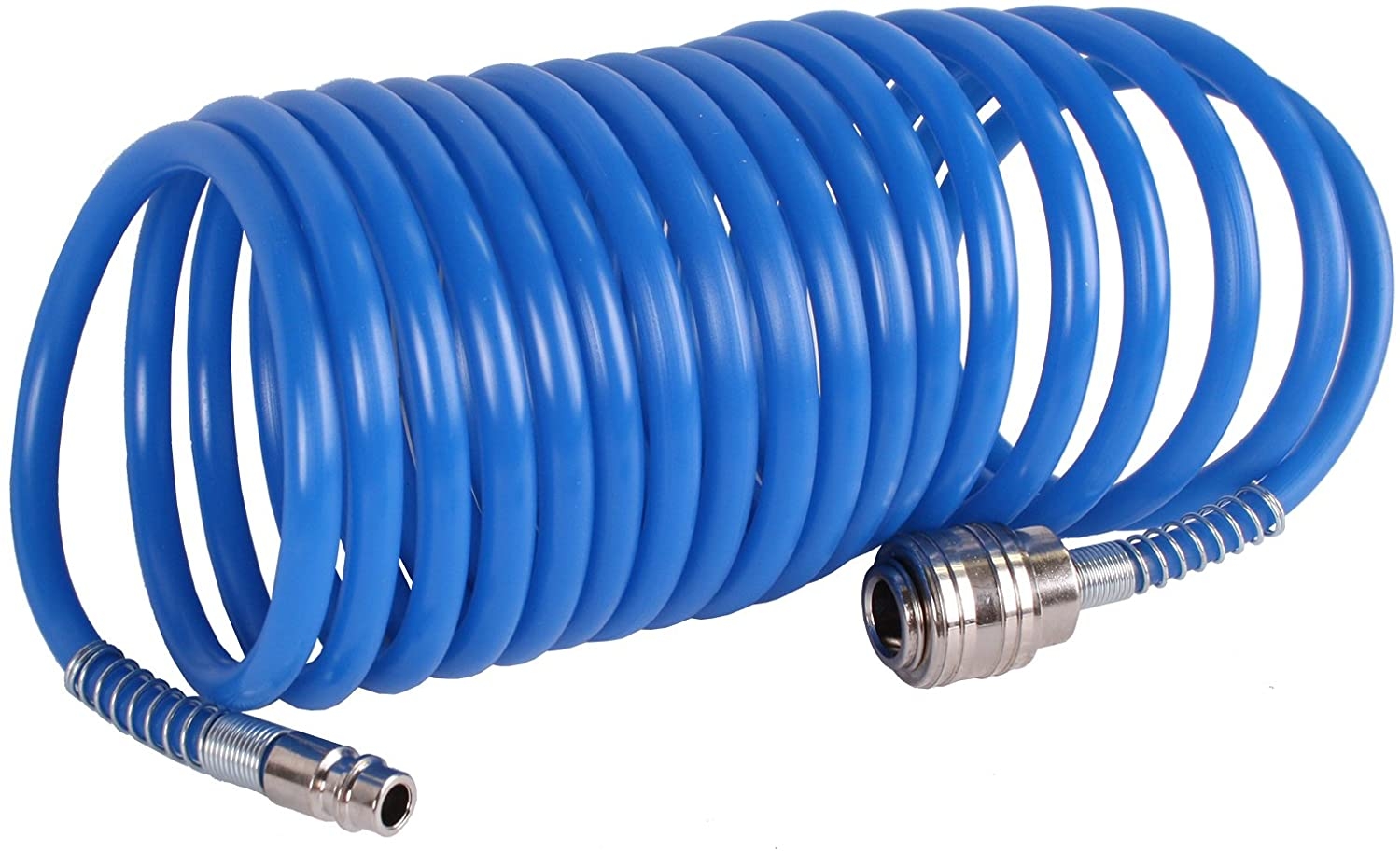 Flexibler Spiralschlauch 6 x 8 mm, 5 m Spiralschlauch mit 6 x 8 mm Durchmesser und 5 m Länge, aus widerstandsfähigem Material, ideal für Druckluft- und Pneumatiksysteme, dehnbar und platzsparend.