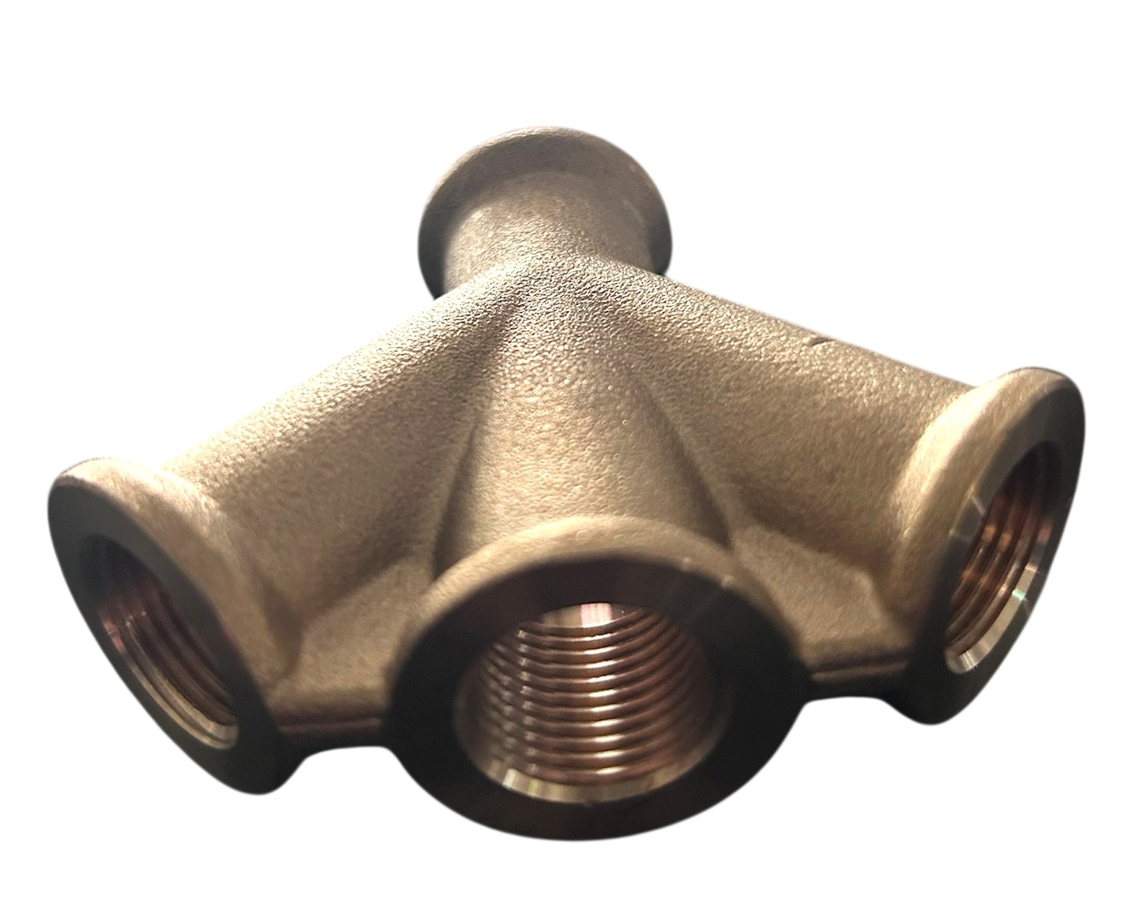 Dreierverteiler R 3/8" – Druckluft- und Rohrsystem-Verteiler Dreierverteiler R 3/8", robustes Metall, ideal zur Verteilung von Druckluft oder Flüssigkeiten in Rohrsystemen, zuverlässige Verbindung für drei Anschlüsse
